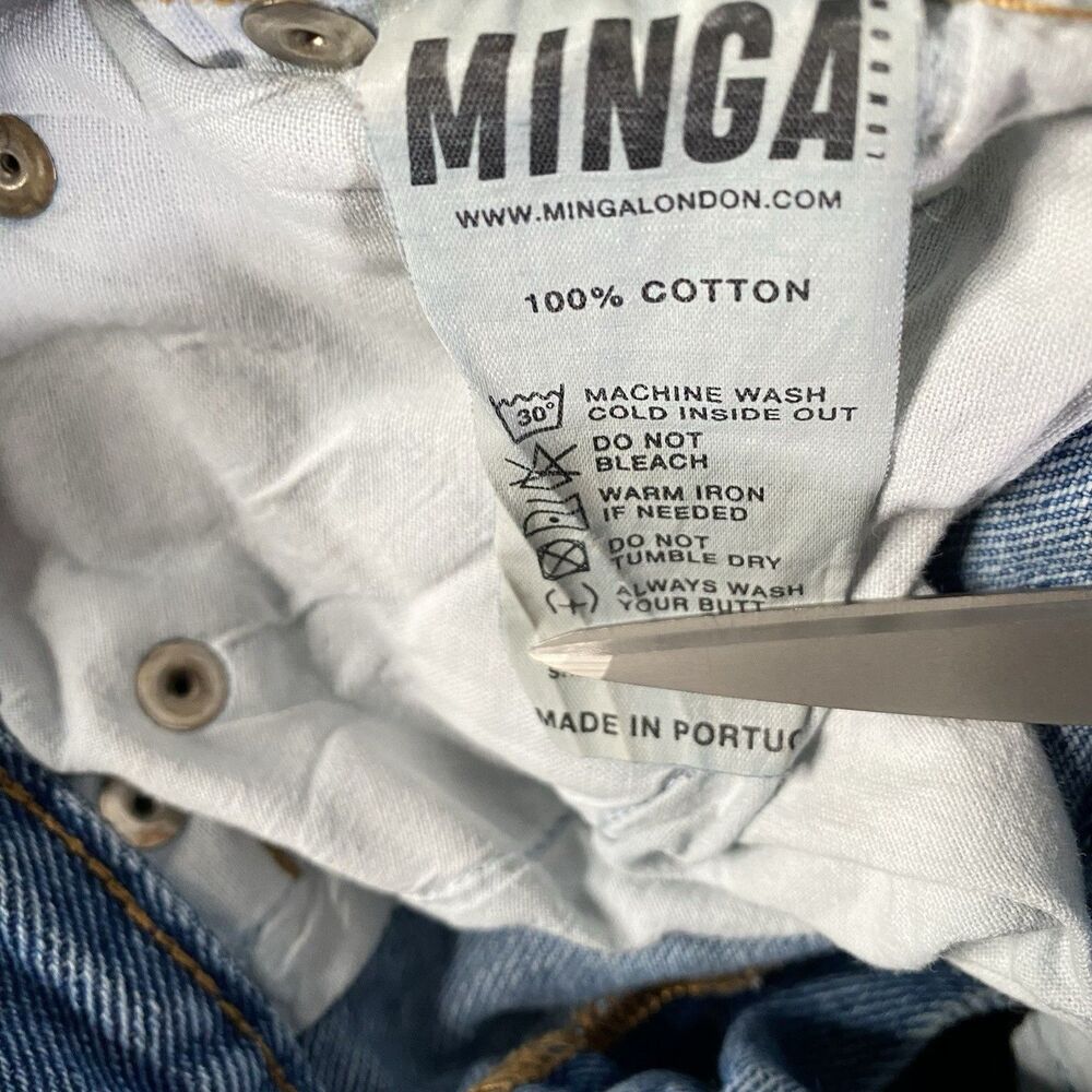 Minga London Patchwork Jeans Womens 24 (25x30) Blue Straight Y2K Made Portugal - Picture 10 of 10